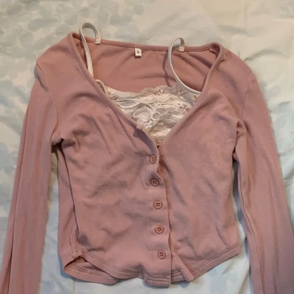 emmiol/yesstyle, pink, top, cropped - Picture 2 of 4